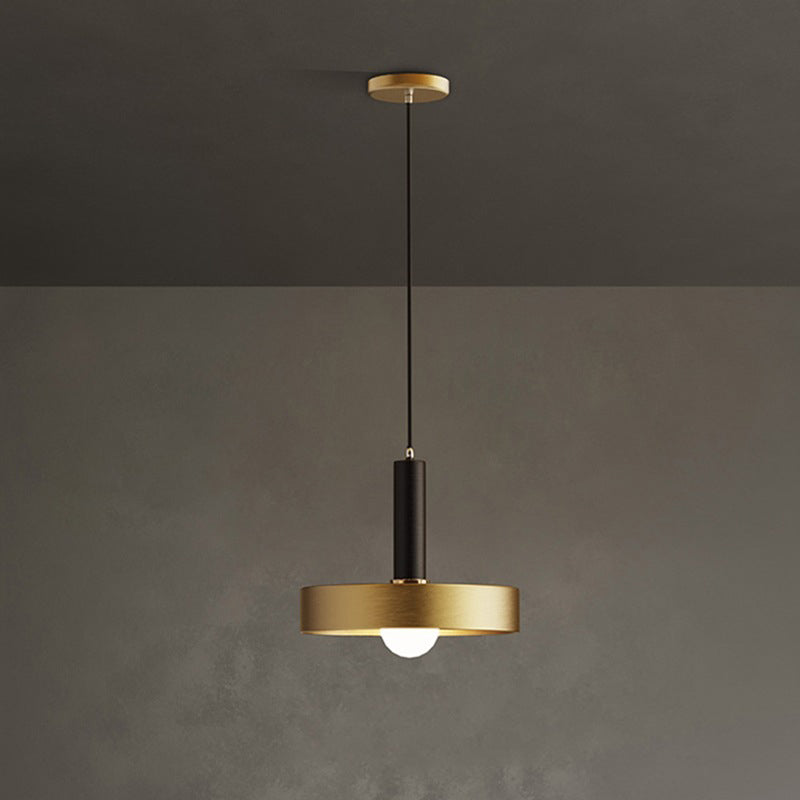 Metallic Lid Shaped Suspension Light Post-Modern Gold Pendant Light Fixture for Dining Room Clearhalo 'Ceiling Lights' 'Modern Pendants' 'Modern' 'Pendant Lights' 'Pendants' Lighting' 2121175