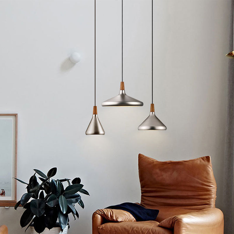 Cone Shade Ceiling Light Simplicity Metallic 1��Head Dining Room Pendant Light Fixture Clearhalo 'Ceiling Lights' 'Modern Pendants' 'Modern' 'Pendant Lights' 'Pendants' Lighting' 2121215