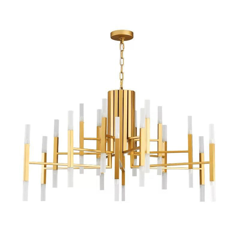 Postmodern Style Tiered LED Chandelier Pendant Light Metallic 36 Bulbs Living Room Hanging Light Clearhalo 'Ceiling Lights' 'Chandeliers' 'Modern Chandeliers' 'Modern' Lighting' 2121291