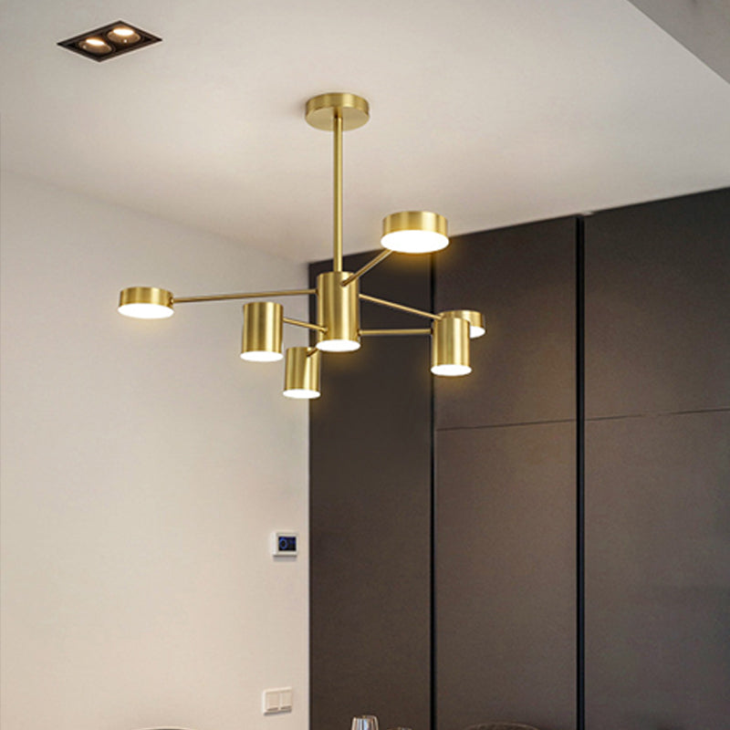 Starburst Living Room LED Chandelier Lighting Metallic Minimalist Pendant Light for Living Room 6 Gold Clearhalo 'Ceiling Lights' 'Chandeliers' 'Modern Chandeliers' 'Modern' Lighting' 2121327