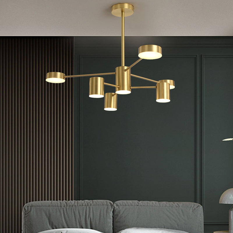 Starburst Living Room LED Chandelier Lighting Metallic Minimalist Pendant Light for Living Room Clearhalo 'Ceiling Lights' 'Chandeliers' 'Modern Chandeliers' 'Modern' Lighting' 2121328