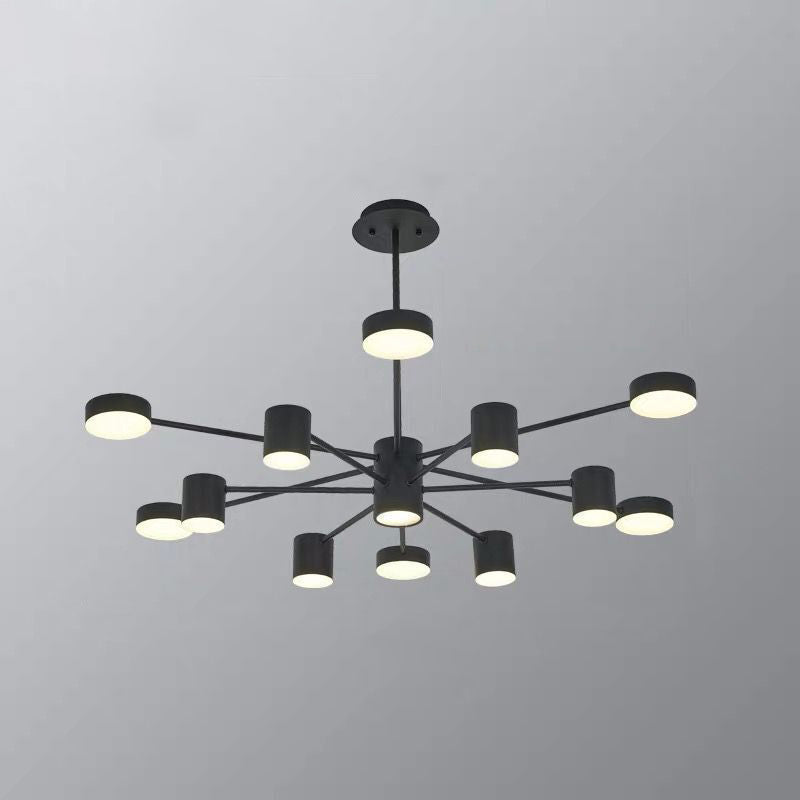 Starburst Living Room LED Chandelier Lighting Metallic Minimalist Pendant Light for Living Room 12 Black Clearhalo 'Ceiling Lights' 'Chandeliers' 'Modern Chandeliers' 'Modern' Lighting' 2121341