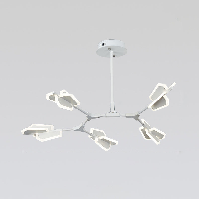 Postmodern Branch Shaped Ceiling Lighting Metallic Living Room LED Chandelier Light Fixture 5 White Clearhalo 'Ceiling Lights' 'Chandeliers' 'Modern Chandeliers' 'Modern' Lighting' 2121349