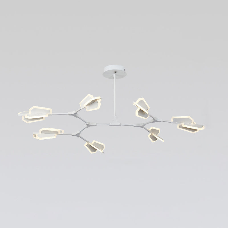 Postmodern Branch Shaped Ceiling Lighting Metallic Living Room LED Chandelier Light Fixture 7 White Clearhalo 'Ceiling Lights' 'Chandeliers' 'Modern Chandeliers' 'Modern' Lighting' 2121352