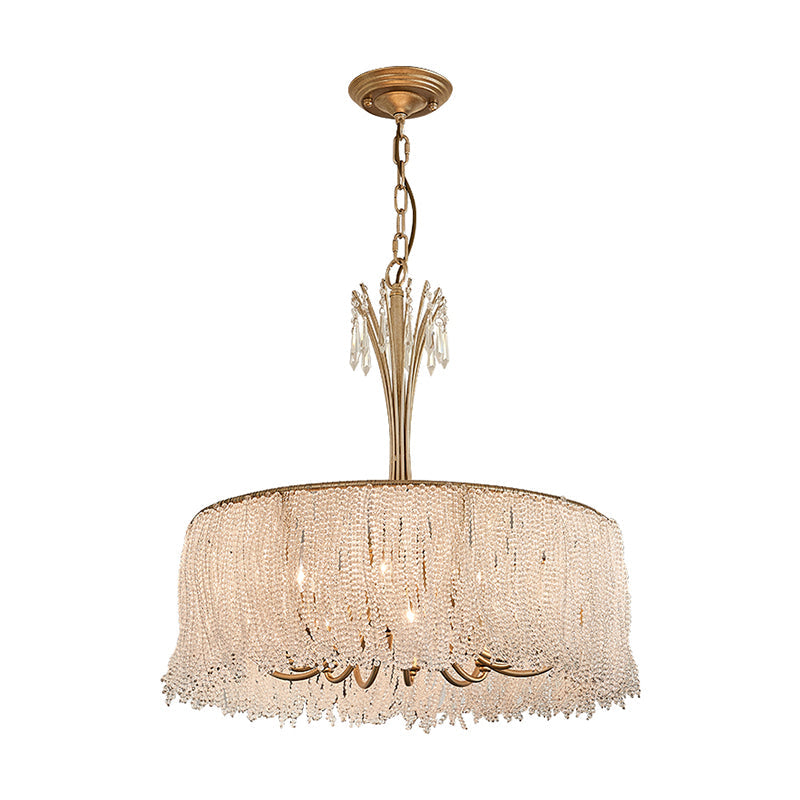 Gold Tassel Chandelier Pendant Light Postmodern Style Crystal Hanging Light for Living Room Clearhalo 'Ceiling Lights' 'Chandeliers' 'Modern Chandeliers' 'Modern' Lighting' 2121561