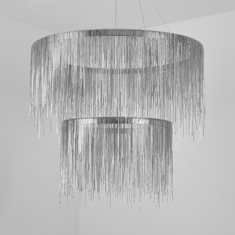 Postmodern Style Ring LED Chandelier Lighting Aluminum Chainlet Living Room Pendant Light Clearhalo 'Ceiling Lights' 'Chandeliers' 'Modern Chandeliers' 'Modern' Lighting' 2121581