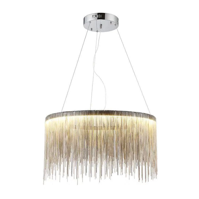 Circular Ceiling Lighting Postmodern Aluminum Chain Living Room LED Chandelier Light Fixture Clearhalo 'Ceiling Lights' 'Chandeliers' 'Modern Chandeliers' 'Modern' Lighting' 2121586