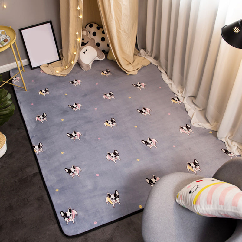 Cute Animal Digital Printing Rug Multi Colored Cartoon Rug Synthetics Anti-Slip Backing Machine Washable Stain Resistant Carpet for Playroom Grey Clearhalo 'Area Rug' 'Rug' 2121607