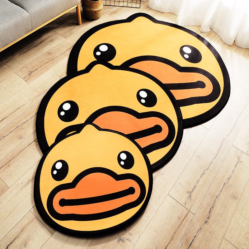 Yellow Duck Pattern Rug Cotton Cartoon Area Rug Anti-Slip Backing Carpet for Kids Room Yellow Clearhalo 'Area Rug' 'Rug' 2121637