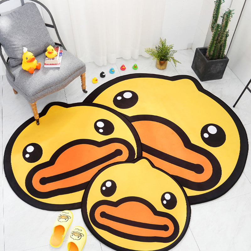 Yellow Duck Pattern Rug Cotton Cartoon Area Rug Anti-Slip Backing Carpet for Kids Room Clearhalo 'Area Rug' 'Rug' 2121638