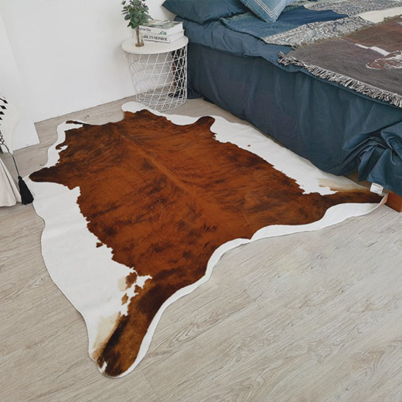 Whole Faux Animal Skin Rug Multi Color Nordic Rug Synthetics Anti-Slip Backing Stain Resistant Washable Carpet for Drawing Room Dark Brown 4'7