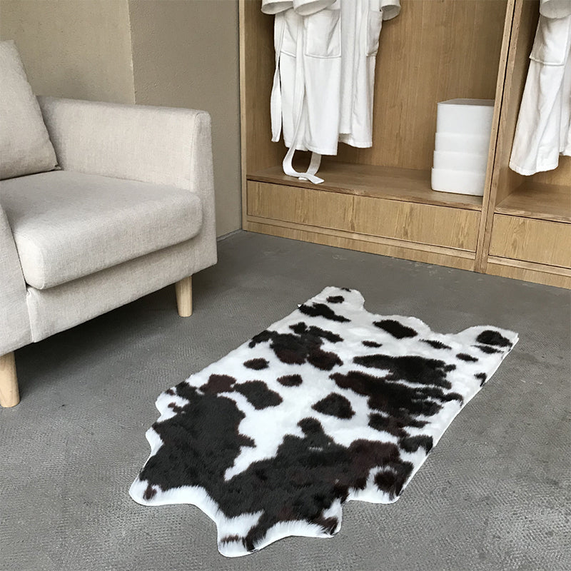 Fancy Cow Skin Print Rug Black-White Modern Carpet Synthetics Machine Washable Stain Resistant Non-Slip Rug for Room Black-White 2' x 3'5