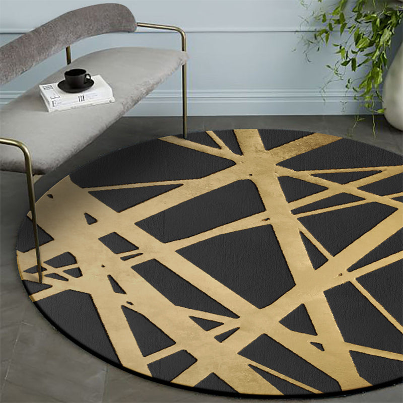 Gold Criss-Cross Patterned Rug Synthetics Glam Rug Pet Friendly Non-Slip Backing Machine Washable Rug for Home Decoration Clearhalo 'Area Rug' 'Rug' 2121730