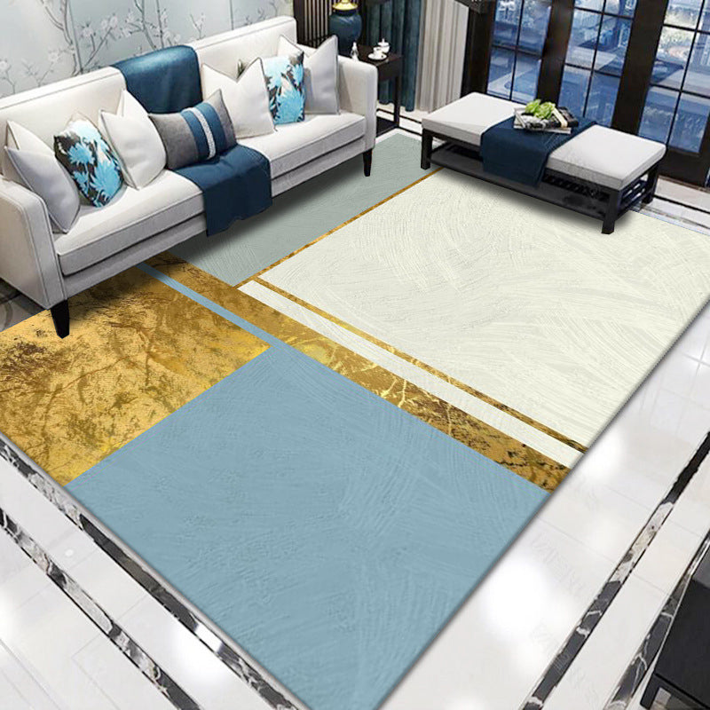 Artistic Multicolor Geometric Rug Polypropylene Simplicity Rug Stain Resistant Pet Friendly Non-Slip Carpet for Living Room Beige-Blue Clearhalo 'Area Rug' 'Rug' 2121763