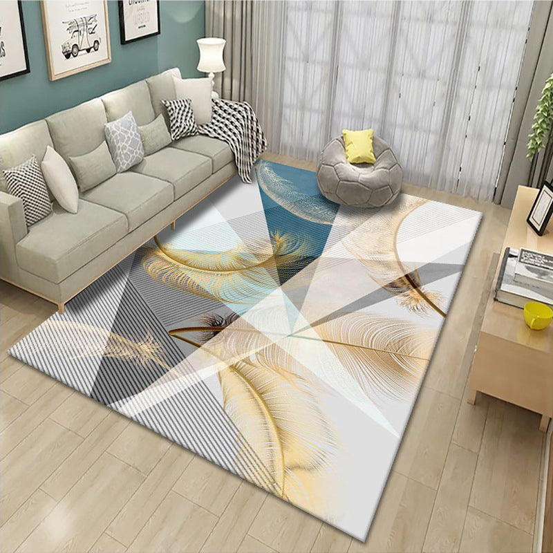 Artistic Multicolor Geometric Rug Polypropylene Simplicity Rug Stain Resistant Pet Friendly Non-Slip Carpet for Living Room White-Yellow Clearhalo 'Area Rug' 'Rug' 2121783