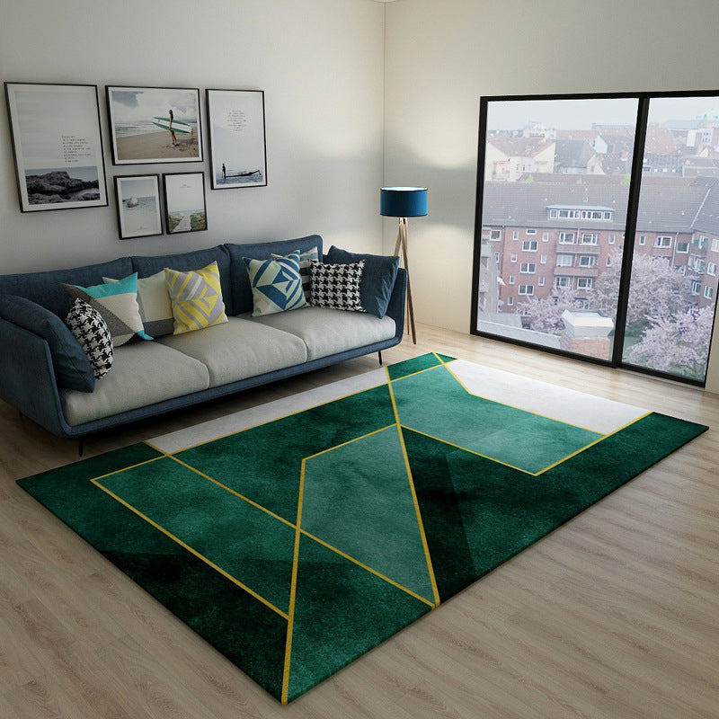 Blackish Green Vintage Rug Polyester Abstract Geometric Rug Machine Washable Anti-Slip Pet Friendly Carpet for Great Room Green Design 3 Clearhalo 'Area Rug' 'Rug' 2121795