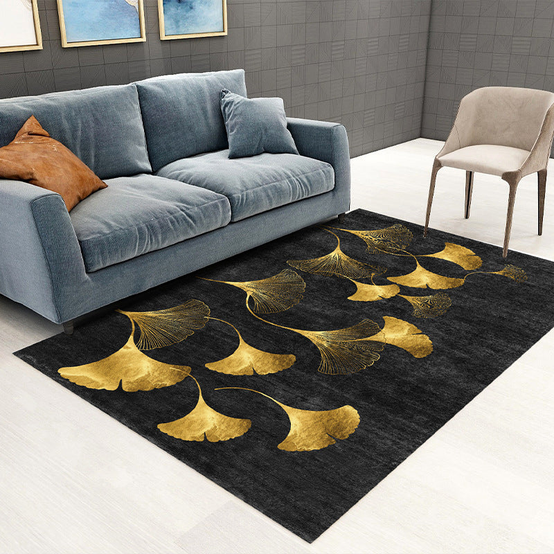 Glam Visual Deception Rug Multi-Colored Nordic Carpet Synthetics Non-Slip Washable Pet Friendly Rug for Home Black-Gold Clearhalo 'Area Rug' 'Rug' 2121809