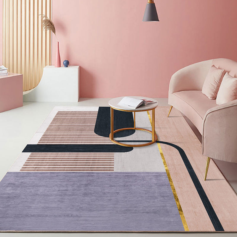 Nordic Colorblock Pattern Rug Multi-Color Synthetics Rug Washable Pet Friendly Anti-Slip Backing Carpet for Girls Room Pink Design 2 Clearhalo 'Area Rug' 'Rug' 2121819