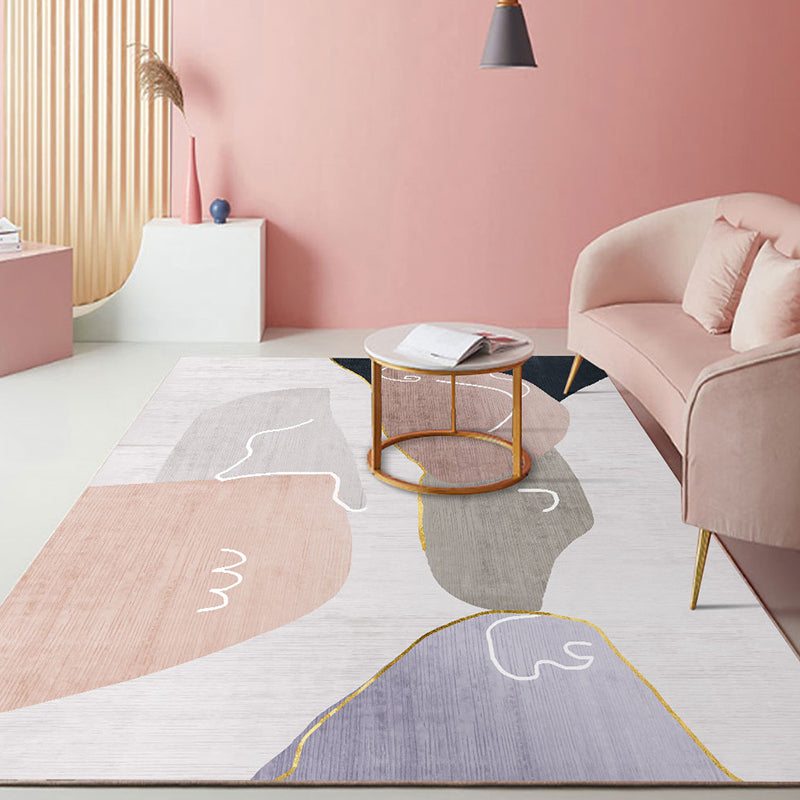 Nordic Colorblock Pattern Rug Multi-Color Synthetics Rug Washable Pet Friendly Anti-Slip Backing Carpet for Girls Room Pink Design 7 Clearhalo 'Area Rug' 'Rug' 2121821