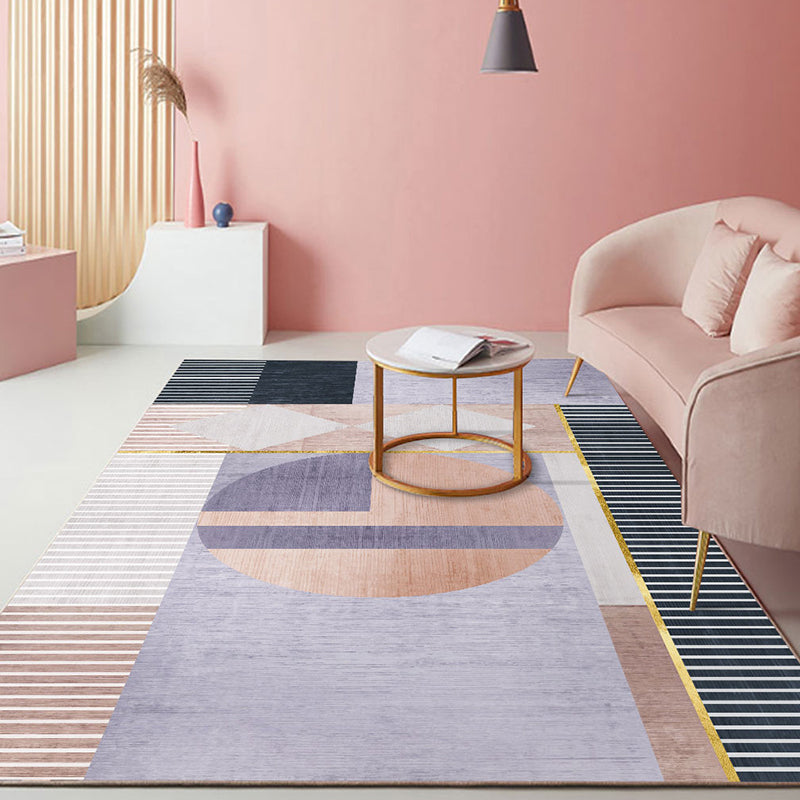 Nordic Colorblock Pattern Rug Multi-Color Synthetics Rug Washable Pet Friendly Anti-Slip Backing Carpet for Girls Room Pink Design 1 Clearhalo 'Area Rug' 'Rug' 2121828