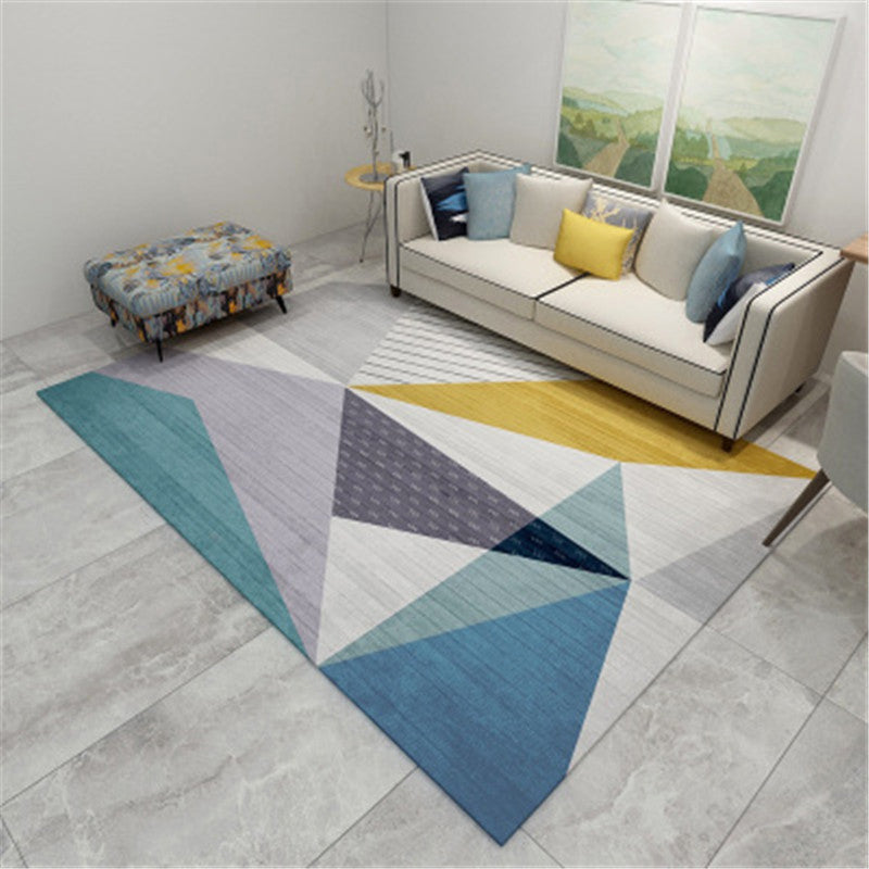 Modern Geometric Colorblock Rug Multi Colored Polypropylene Carpet Stain Resistant Anti-Slip Washable Rug for Room Blue-Yellow Clearhalo 'Area Rug' 'Rug' 2121902