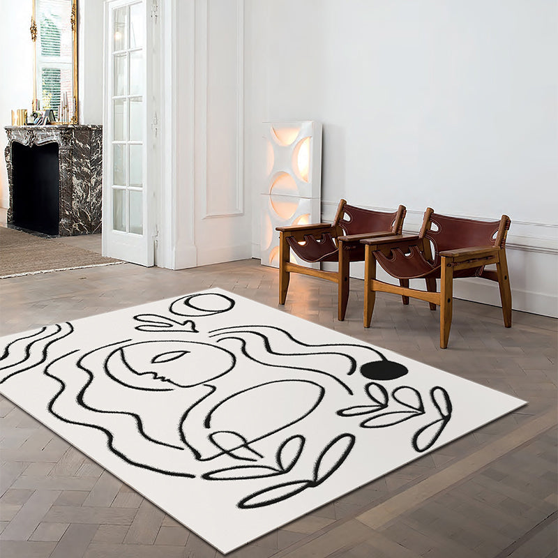 Simple Line Art Rug Multi Color Nordic Style Carpet Synthetics Pet Friendly Machine Washable Anti-Slip Rug for Living Room Clearhalo 'Area Rug' 'Rug' 2121936