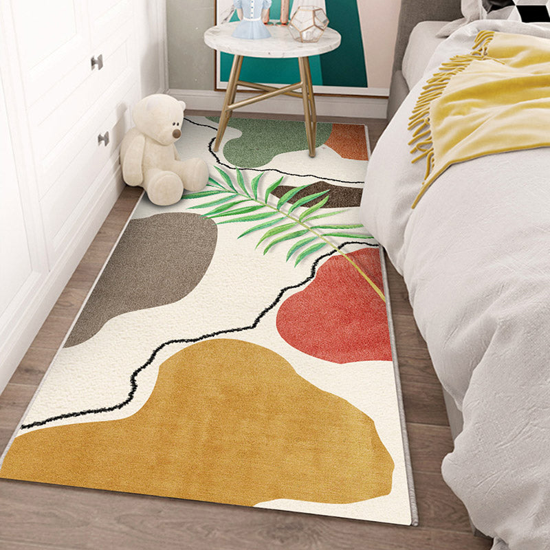 Nordic Botanic Colorblock Rug Multicolor Polypropylene Rug Machine Washable Non-Slip Stain Resistant Area Carpet for Bedroom Ginger Clearhalo 'Area Rug' 'Rug' 2121949