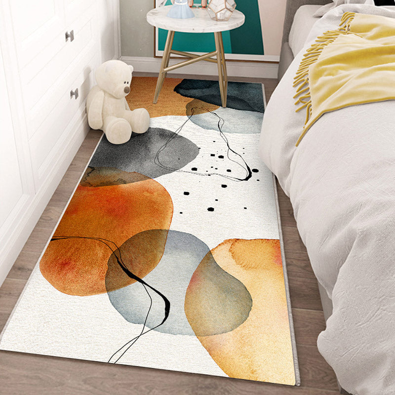 Nordic Botanic Colorblock Rug Multicolor Polypropylene Rug Machine Washable Non-Slip Stain Resistant Area Carpet for Bedroom Yellow-Red Clearhalo 'Area Rug' 'Rug' 2121951