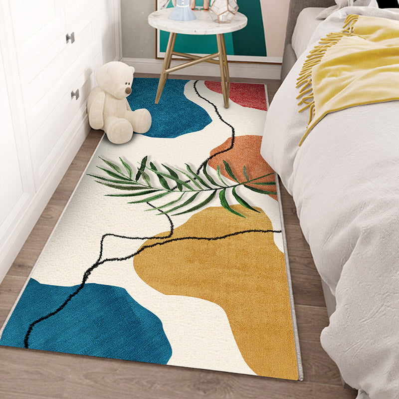 Nordic Botanic Colorblock Rug Multicolor Polypropylene Rug Machine Washable Non-Slip Stain Resistant Area Carpet for Bedroom Yellow Clearhalo 'Area Rug' 'Rug' 2121953
