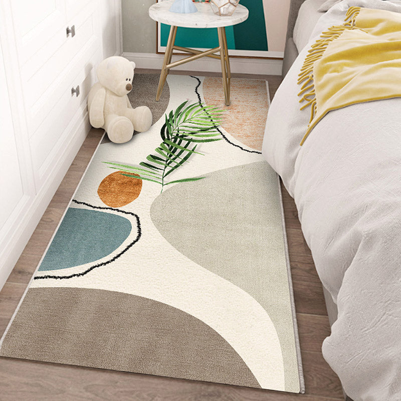 Nordic Botanic Colorblock Rug Multicolor Polypropylene Rug Machine Washable Non-Slip Stain Resistant Area Carpet for Bedroom Grey Clearhalo 'Area Rug' 'Rug' 2121954