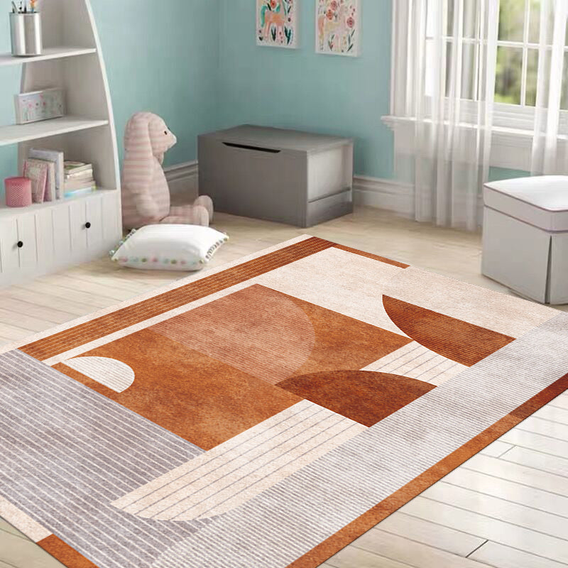 Aesthetics Color-Blocking Rug Multi-Color Scandinavian Rug Synthetics Stain Resistant Anti-Slip Backing Pet Friendly Carpet for Room Brown Clearhalo 'Area Rug' 'Rug' 2121971