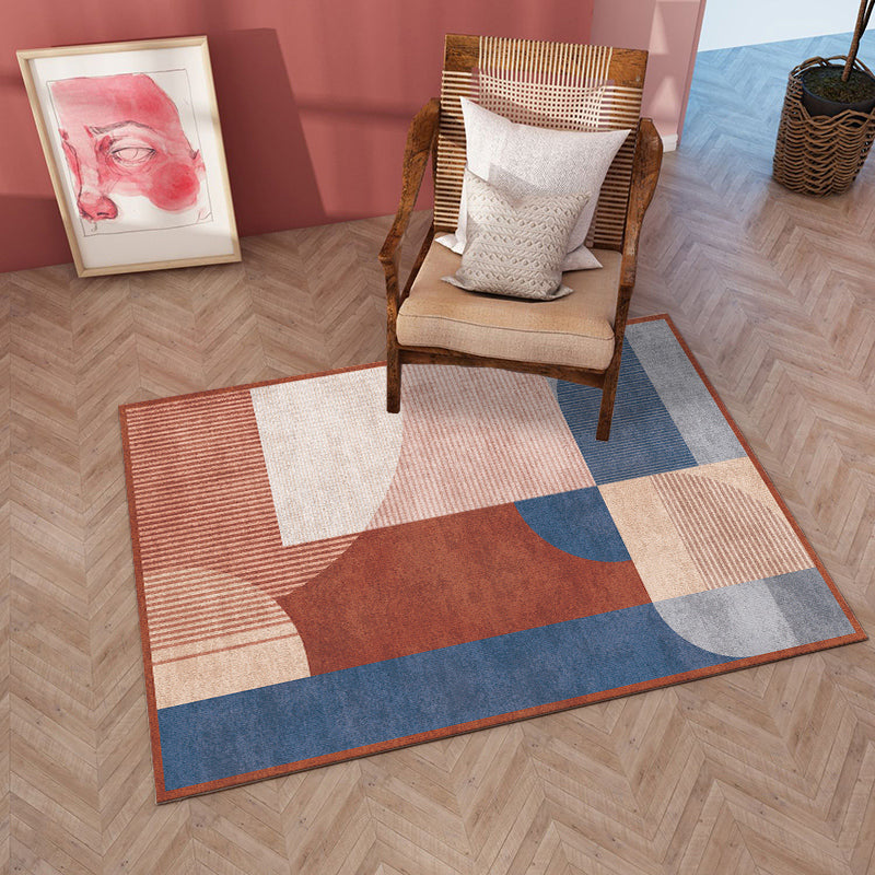 Aesthetics Color-Blocking Rug Multi-Color Scandinavian Rug Synthetics Stain Resistant Anti-Slip Backing Pet Friendly Carpet for Room Brick Red Clearhalo 'Area Rug' 'Rug' 2121972