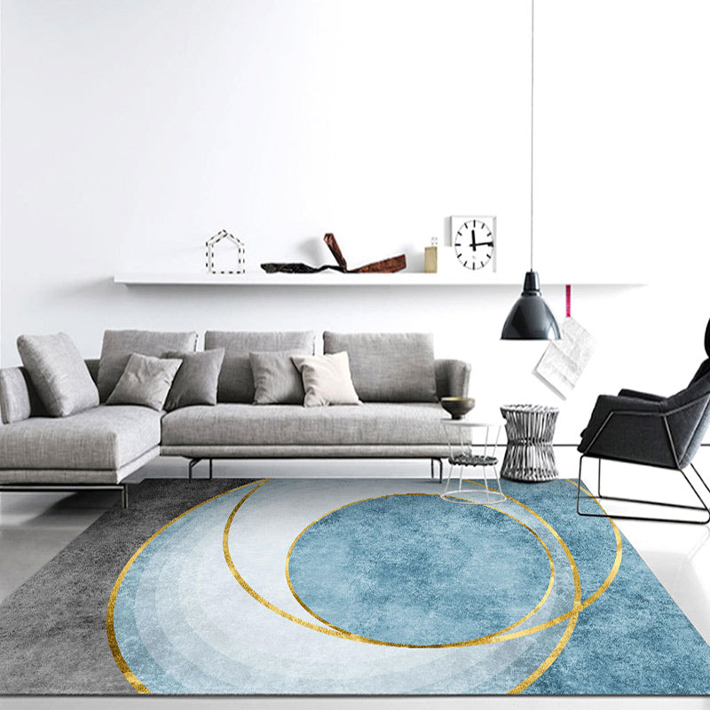 Fancy Colorblock Pattern Rug Multi Color Nordic Carpet Polypropylene Pet Friendly Washable Non-Slip Backing Rug for Girls Bedroom Denim Blue Clearhalo 'Area Rug' 'Rug' 2121977