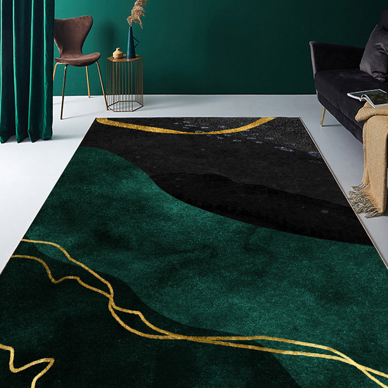 Fancy Colorblock Pattern Rug Multi Color Nordic Carpet Polypropylene Pet Friendly Washable Non-Slip Backing Rug for Girls Bedroom Dark Green Clearhalo 'Area Rug' 'Rug' 2121989