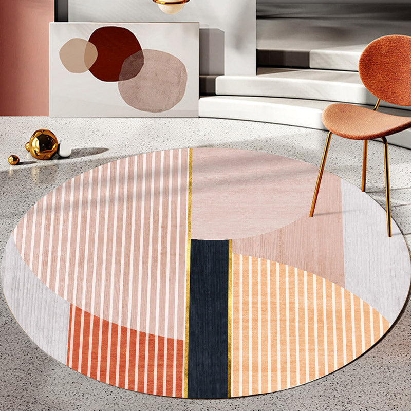 Minimalistic Colorblocking Rug Multi Colored Polyester Rug Anti-Slip Backing Washable Pet Friendly Carpet for Bedroom Pink Clearhalo 'Area Rug' 'Rug' 2121995