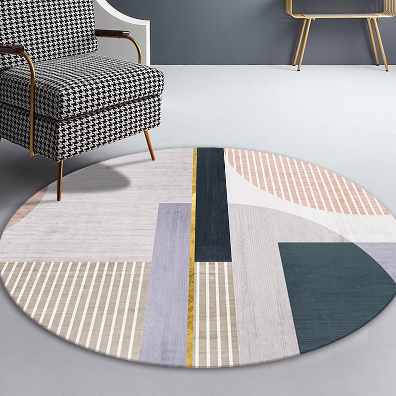 Mid Century Color-Blocking Rug Multi Colored Synthetics Rug Non-Slip Backing Machine Wash Pet Friendly Carpet for Home Decor Light Khaki Clearhalo 'Area Rug' 'Rug' 2122013