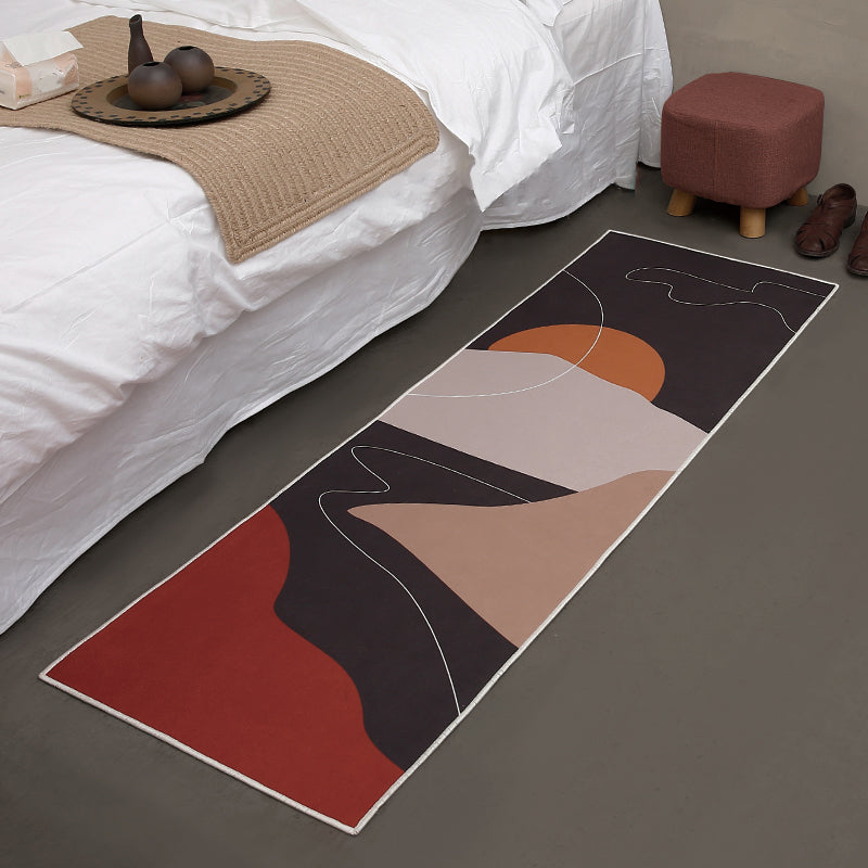 Artistic Sunrise Landscape Pattern Rug Black Modern Rug Synthetics Anti-Slip Backing Washable Pet Friendly Carpet for Bedroom Clearhalo 'Area Rug' 'Rug' 2122056