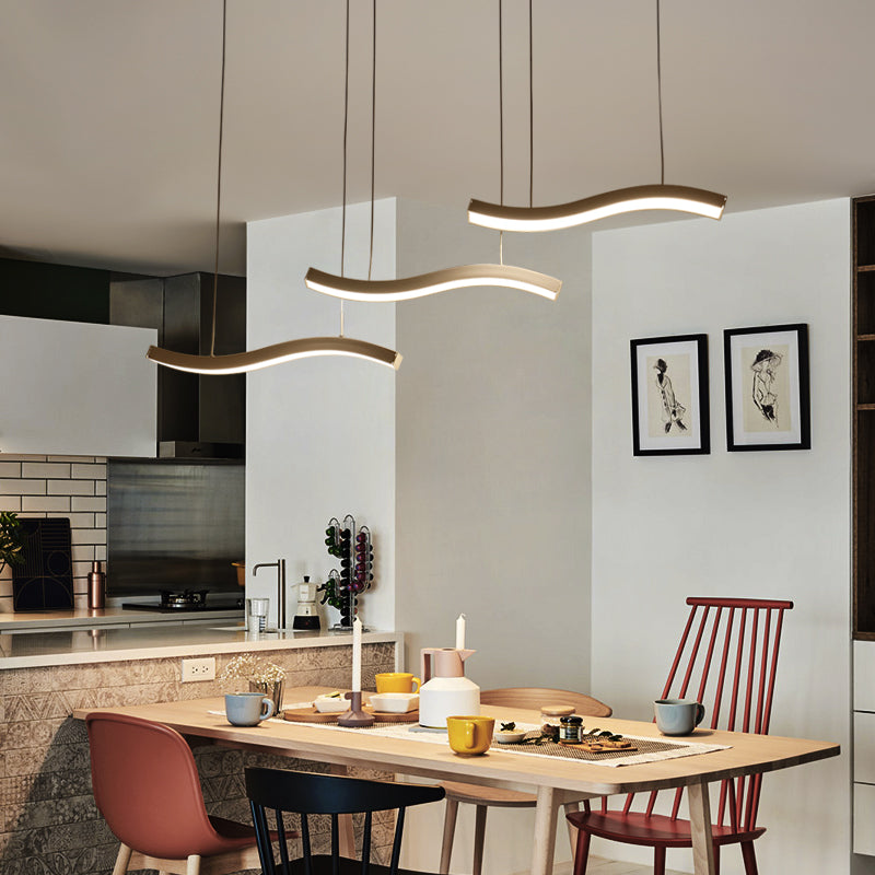 Wave Acrylic Pendant Lighting Contemporary 3/6 Lights White Led Hanging Lamp Fixture in White/Warm Light 3 White Clearhalo 'Ceiling Lights' 'Modern Pendants' 'Modern' 'Pendant Lights' 'Pendants' Lighting' 212664