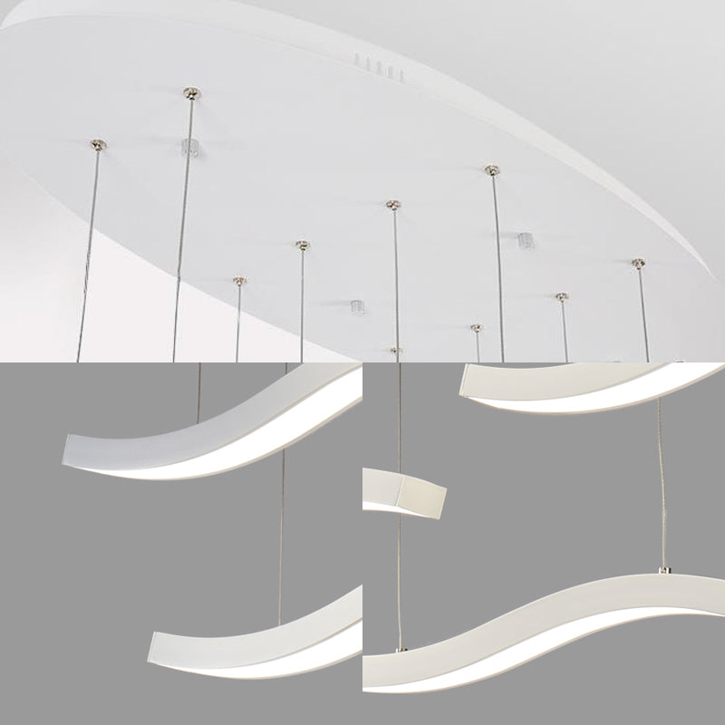 Wave Acrylic Pendant Lighting Contemporary 3/6 Lights White Led Hanging Lamp Fixture in White/Warm Light Clearhalo 'Ceiling Lights' 'Modern Pendants' 'Modern' 'Pendant Lights' 'Pendants' Lighting' 212672