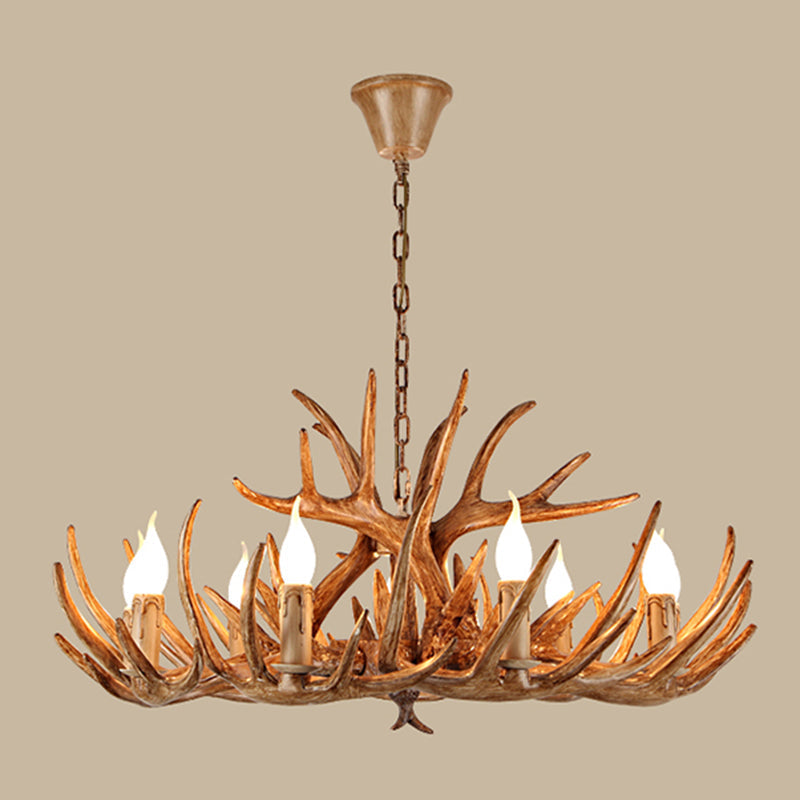 Antler Shape Resin Chandelier Light Rustic Restaurant Pendant Light Fixture in Brown Clearhalo 'Ceiling Lights' 'Chandeliers' 'Modern Chandeliers' 'Modern' Lighting' 2135916