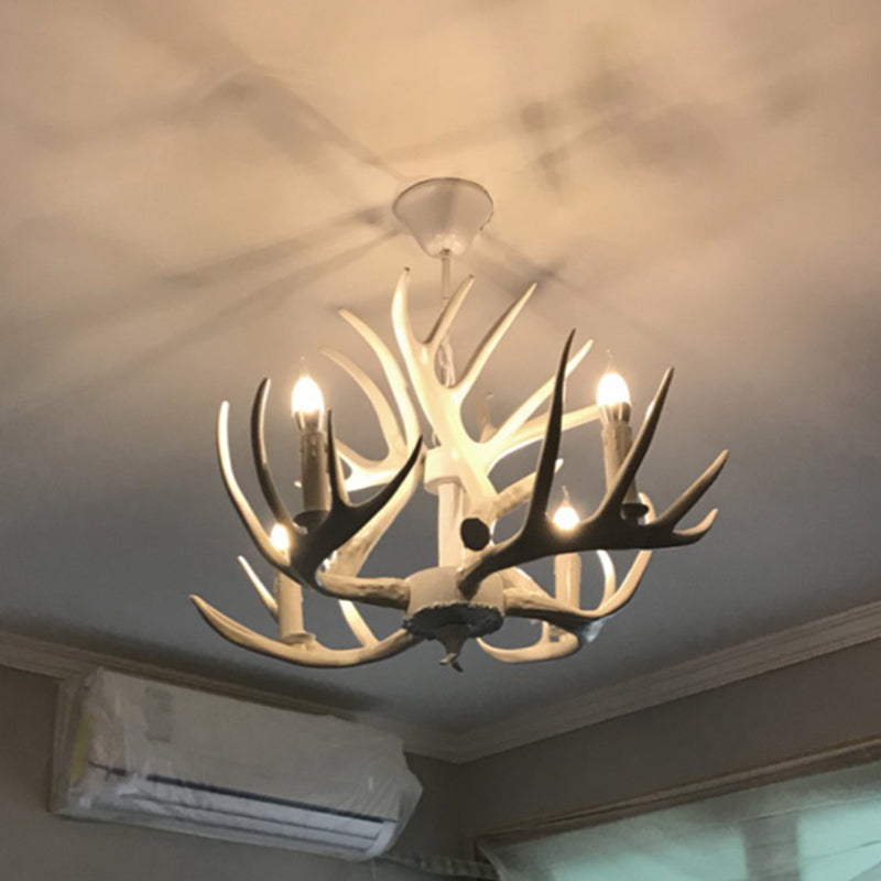 Vintage Antler Shaped Chandelier Light Fixture Resin Pendant Light for Restaurant Clearhalo 'Ceiling Lights' 'Chandeliers' Lighting' options 2135941