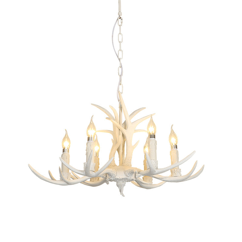 White Deer Horn Shaped Chandelier Lighting Classic Resin Living Room Pendant Light Clearhalo 'Ceiling Lights' 'Chandeliers' Lighting' options 2136031