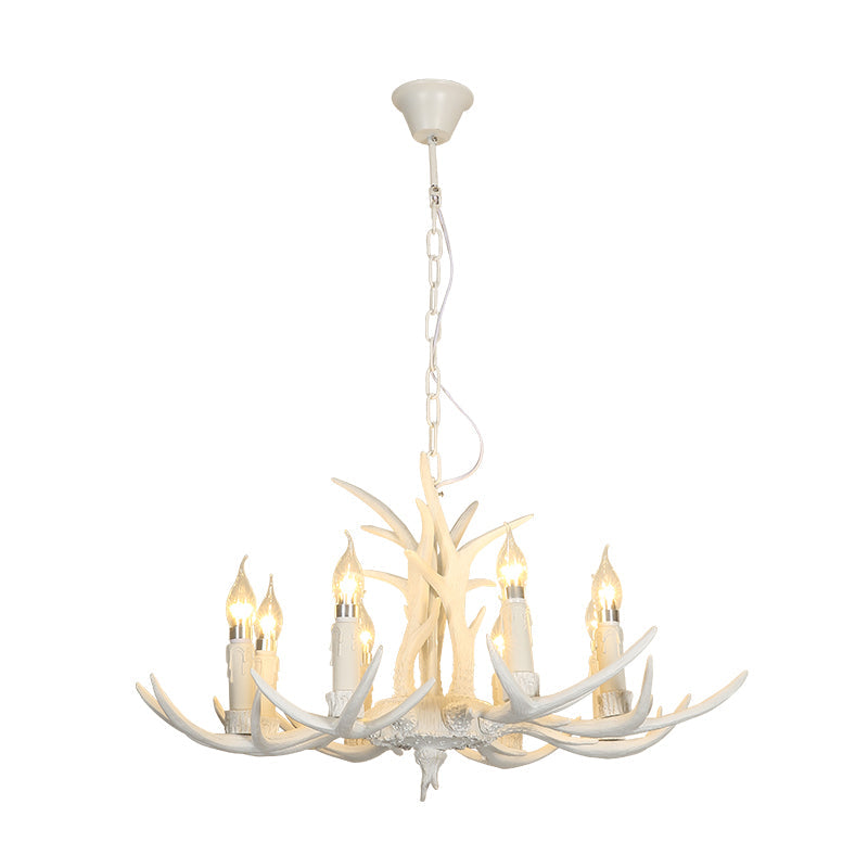 White Deer Horn Shaped Chandelier Lighting Classic Resin Living Room Pendant Light Clearhalo 'Ceiling Lights' 'Chandeliers' Lighting' options 2136033