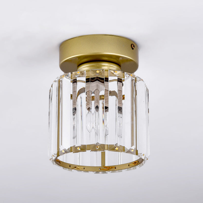 Geometrical Flush Mount Light Simplicity K9 Crystal 1������Bulb Hallway Flush Mount Ceiling Light in Gold Clearhalo 'Ceiling Lights' 'Close To Ceiling Lights' 'Close to ceiling' 'Flush mount' Lighting' 2136147