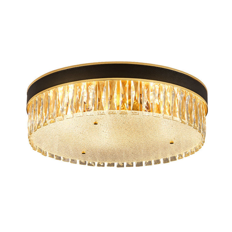 Drum Shaped Faceted Crystal Flush Mount Lighting Minimalist Black Flush Mount Fixture Clearhalo 'Ceiling Lights' 'Close To Ceiling Lights' 'Close to ceiling' 'Flush mount' Lighting' 2136158