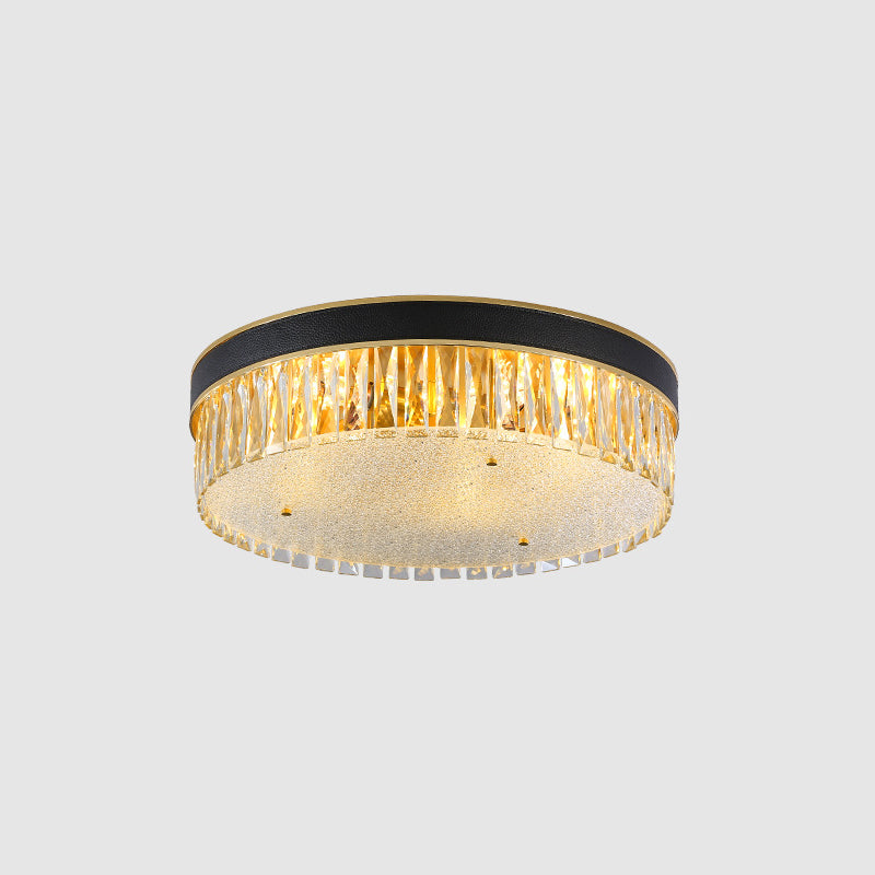 Drum Shaped Faceted Crystal Flush Mount Lighting Minimalist Black Flush Mount Fixture Clearhalo 'Ceiling Lights' 'Close To Ceiling Lights' 'Close to ceiling' 'Flush mount' Lighting' 2136159