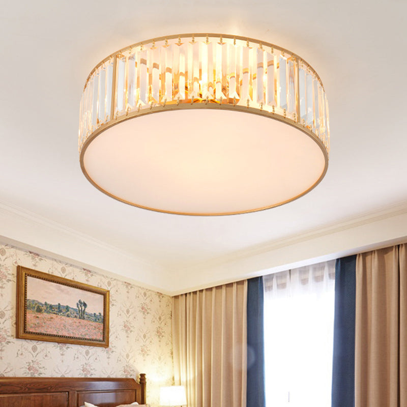 Round Shaped Living Room Flush Mount Faceted Crystal Modern Flushmount Ceiling Light Gold Clearhalo 'Ceiling Lights' 'Close To Ceiling Lights' 'Close to ceiling' 'Flush mount' Lighting' 2136164