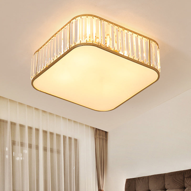 Contemporary Square Flush Ceiling Light Tri-Prism Crystal Living Room Flush Mount Lighting Fixture Clearhalo 'Ceiling Lights' 'Close To Ceiling Lights' 'Close to ceiling' 'Flush mount' Lighting' 2136172