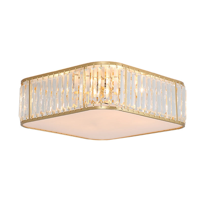 Contemporary Square Flush Ceiling Light Tri-Prism Crystal Living Room Flush Mount Lighting Fixture Clearhalo 'Ceiling Lights' 'Close To Ceiling Lights' 'Close to ceiling' 'Flush mount' Lighting' 2136173