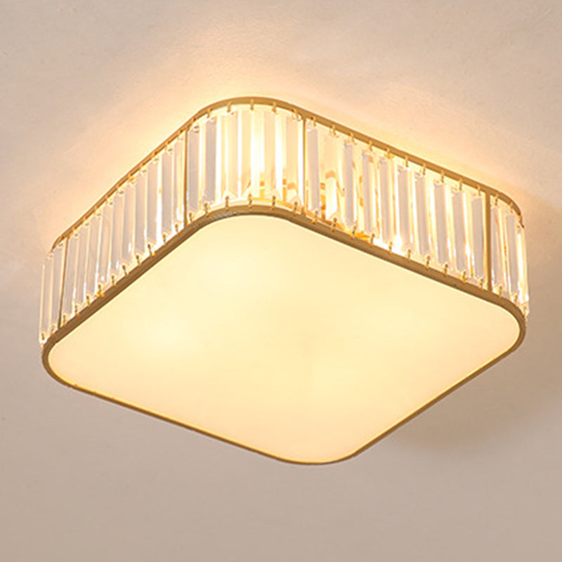 Contemporary Square Flush Ceiling Light Tri-Prism Crystal Living Room Flush Mount Lighting Fixture Clearhalo 'Ceiling Lights' 'Close To Ceiling Lights' 'Close to ceiling' 'Flush mount' Lighting' 2136174